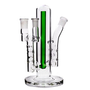 14mm 10mm 8 in 1 Double Dual Ports Kühlung Dimpled Dry Wasserpfeife Bubbler Glas