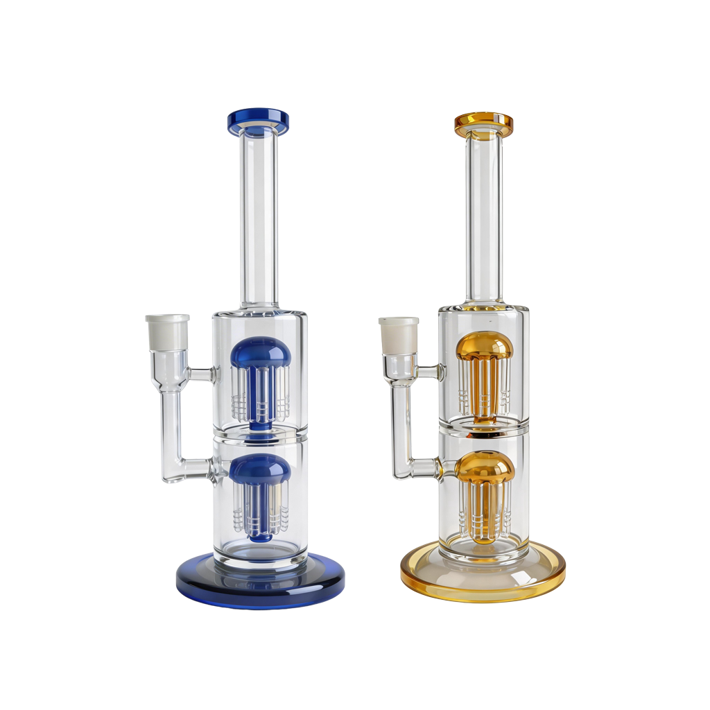 13-Zoll-Glasbong mit Doppelkammer-Baumperkolator und 18-mm-Anschluss