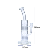 13 Zoll, 14 mm gebogener Hals, Dual Jellyfish Arm Tree Perc Wasserpfeife Glasbong