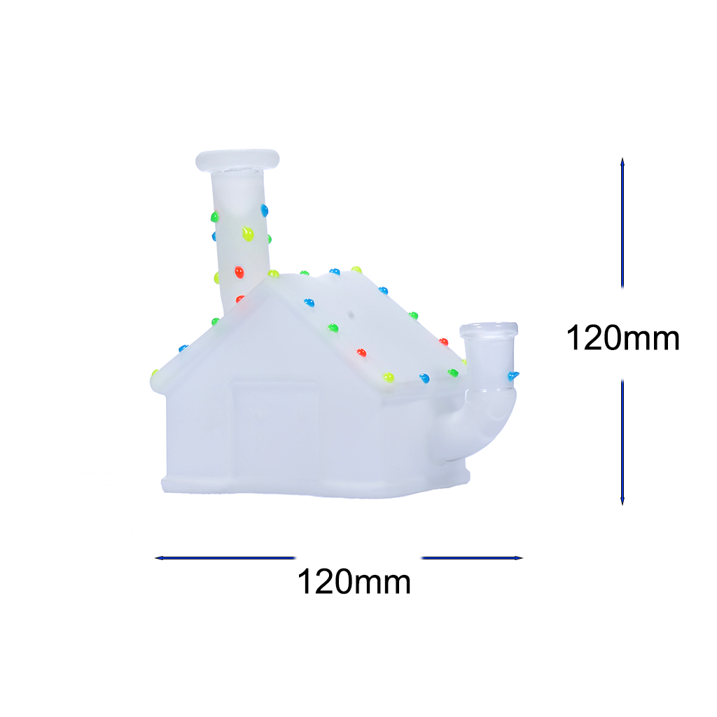 14-mm-Set für tragbare Wasserpfeife in Hausform aus Glas mit Öl-Bubbler