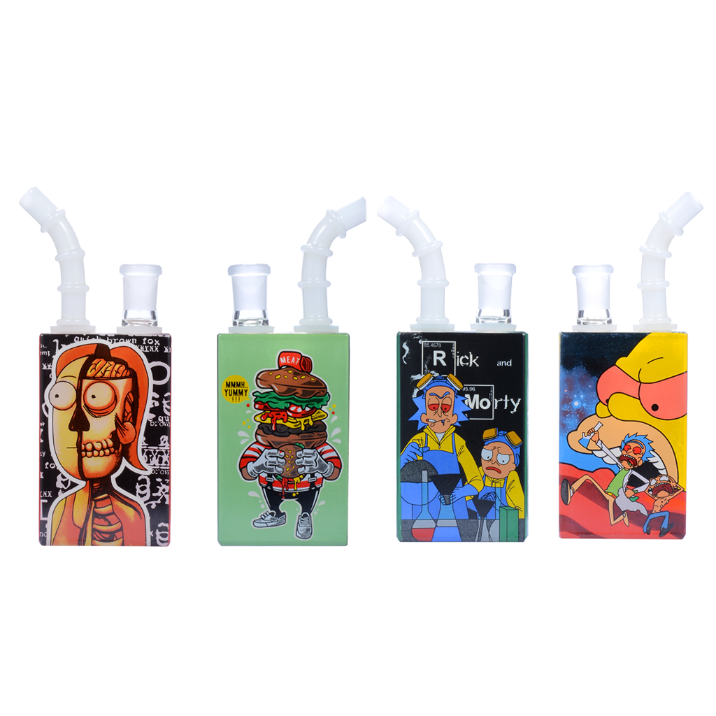 14 mm weibliche Saftbox-förmige Wasserpfeife Glas-Bong-Schalen-Set