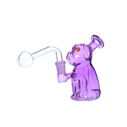 14 mm farbige Ölbrenner-Glaspfeife in Hundform mit Bubbler-Bong und Kopf