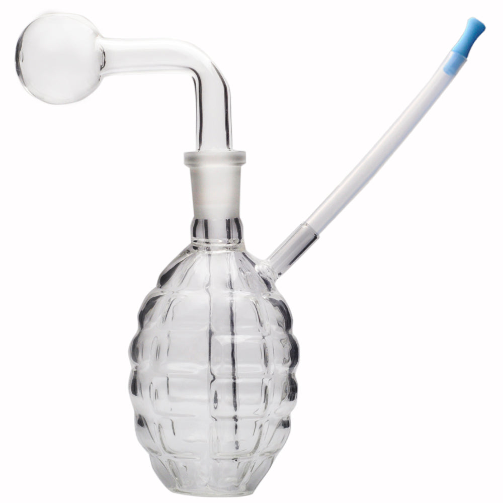 14 mm weiblicher tragbarer Glas-Ölbrenner Wasserpfeife Bong Granatenform mit Schüssel und Silikon Mundstück