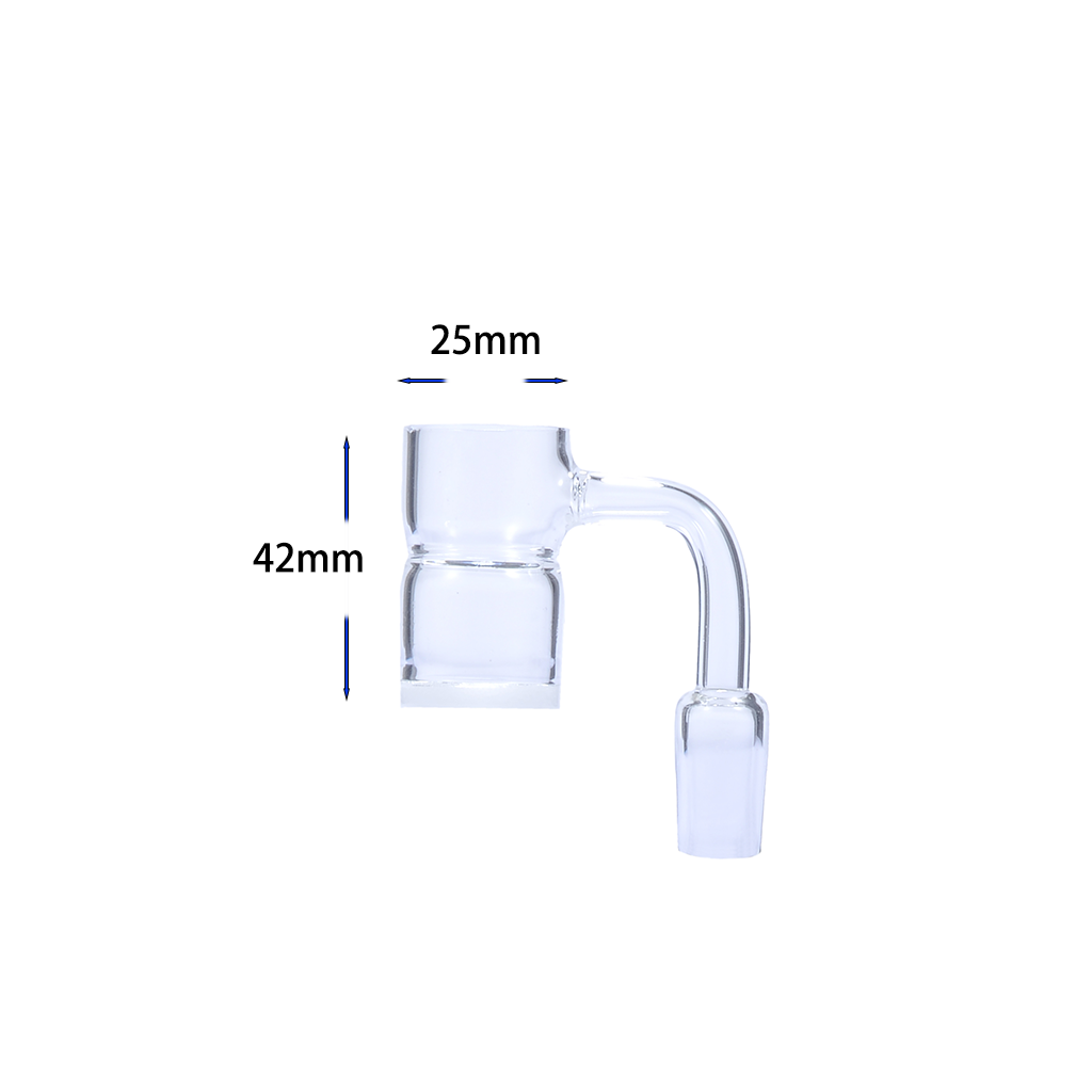 25 mm Außendurchmesser, 14 mm Außengewinde, 90 Grad Spritzschutz, Quarz-Banger