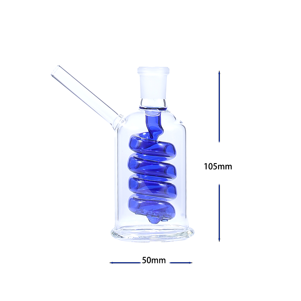 4 Zoll 14 mm Ölbrenner-Wasserpfeife aus Glas mit spiralförmigem Perkolator-Kopf