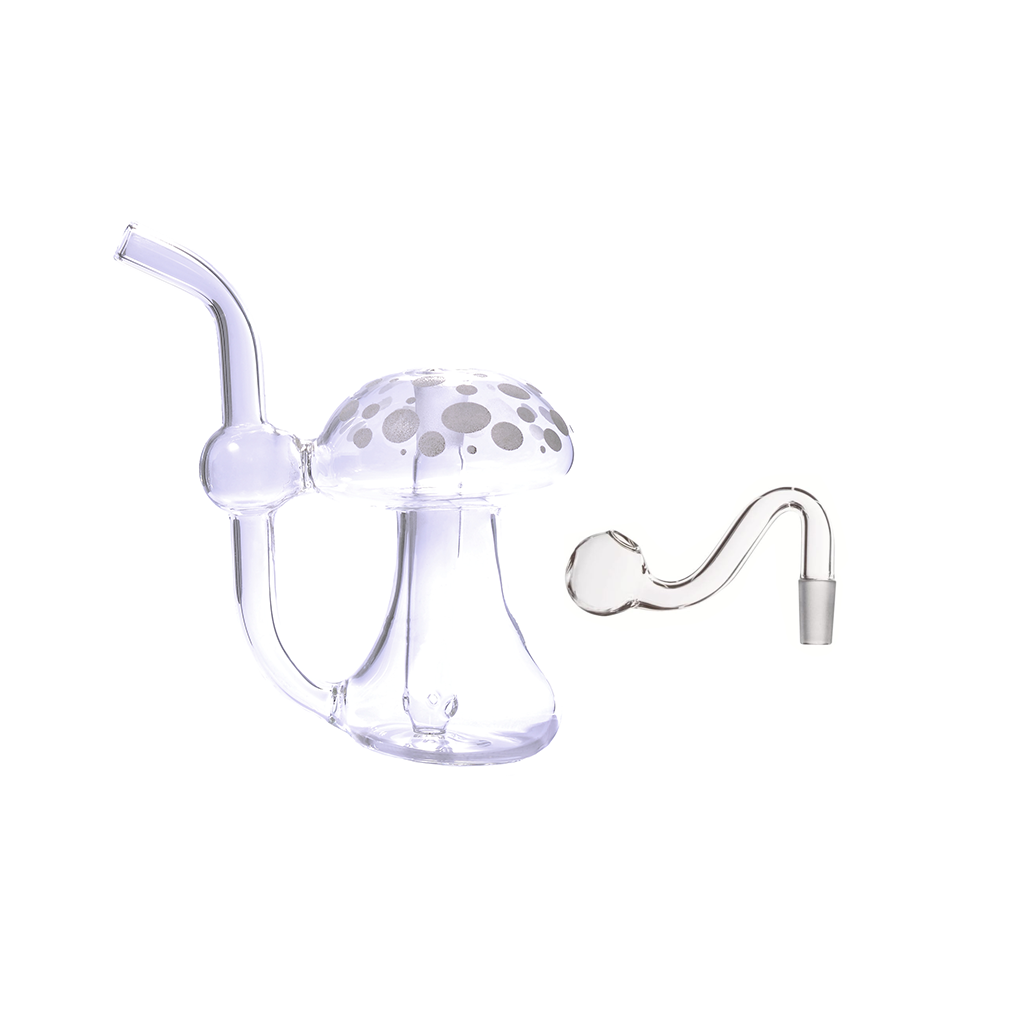 4,5-Zoll-Wasserpfeife in Pilzform mit 10-mm-Glasbrenner und Kopf
