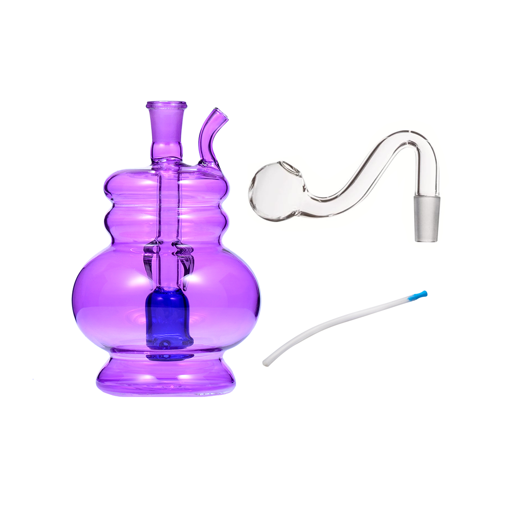 4,5 Zoll, 10 mm, flaschenförmige, violette Glas-Bubbler-Ölbrenner-Wasserpfeife
