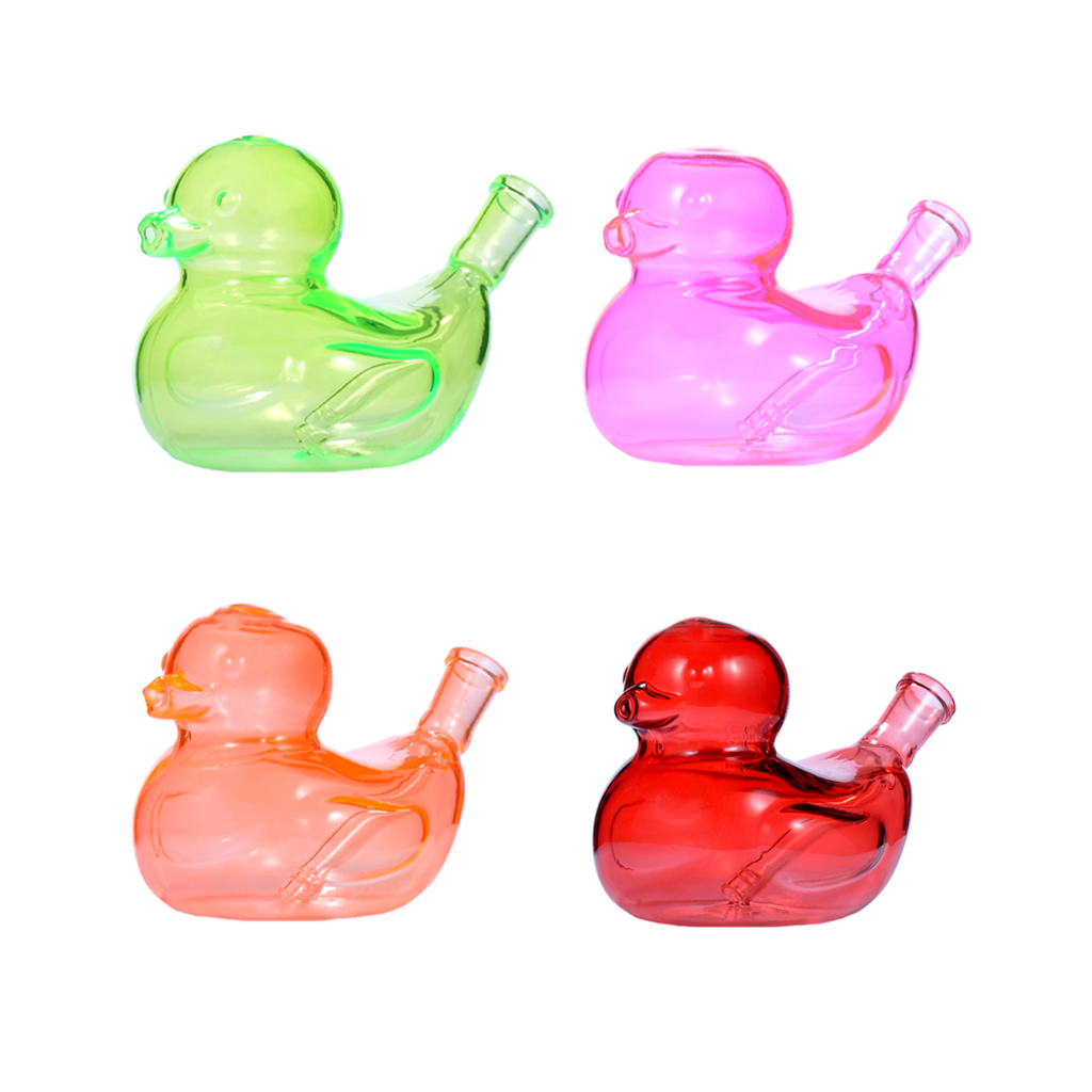 4 Zoll 14 mm weiblich Niedliche Ente Form Glas Wasserpfeife Bong Dab Rig