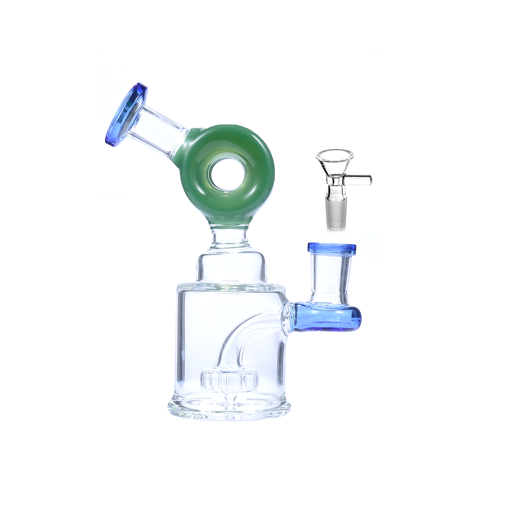 6 Zoll 14 mm Duschkopf-Perc-Rad Wasserpfeife Glas-Recycler-Bong