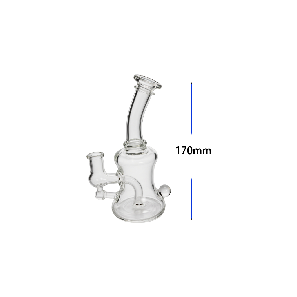 6,5 Zoll, 14 mm, tragbare Glasbong mit gebogenem Hals