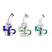 7,87“ 14mm tragbare bewaffnete RECYCLER Glas Wasserpfeife Pfeife Perc Dab Rig mit Schale