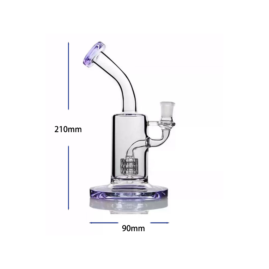 8 Zoll 14 mm gebogene Matrix-Perkolator-Wasserpfeife Glasbong mit Sockel