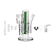 14mm 10mm 8 in 1 Double Dual Ports Kühlung Dimpled Dry Wasserpfeife Bubbler Glas