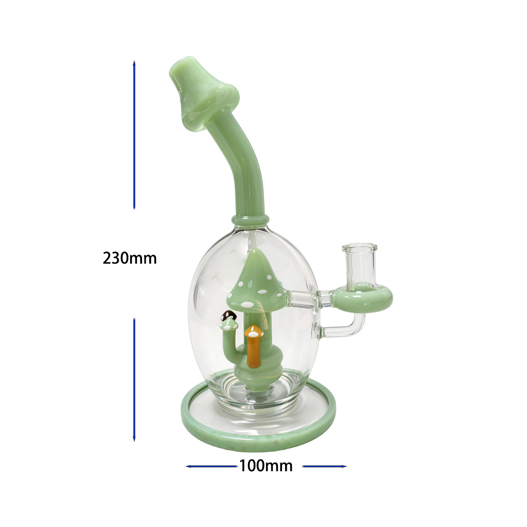 9-Zoll-Glasbong mit 14-mm-Anschluss und „Green Mushroom“-Perkolator