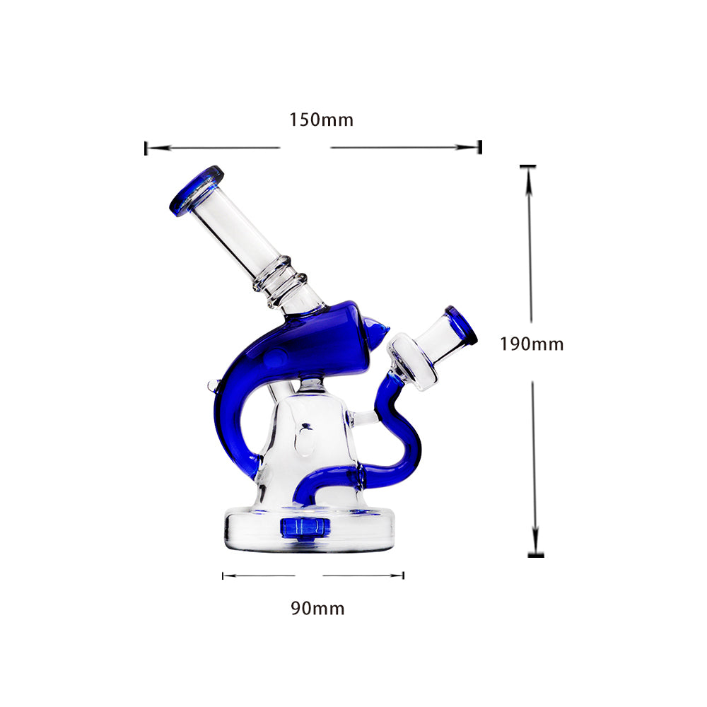 7,48“ 14mm gebogener Hals Duschkopf Perc Glas Wasserpfeife Bong Dab Rig