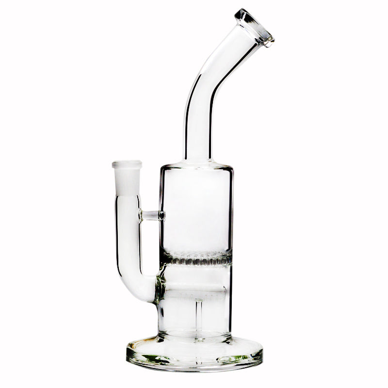 Gebogener Hals Duschkopf Bubbler Glas Wasserpfeife Bong Rig Honeycomb Percolator