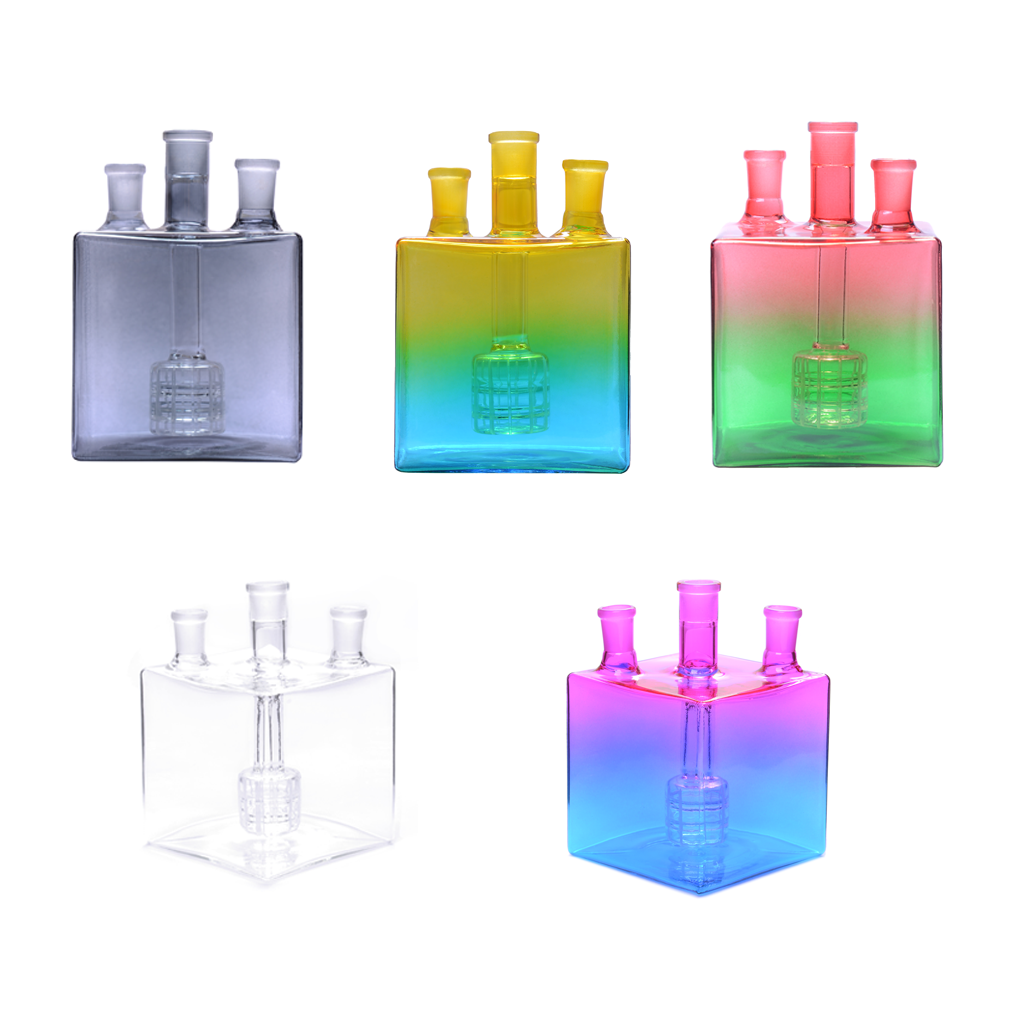 Farbige 100mm Quadrat 9 in 1 Wasserpfeife Glas Matrix Perc Bong Bubbler Kit