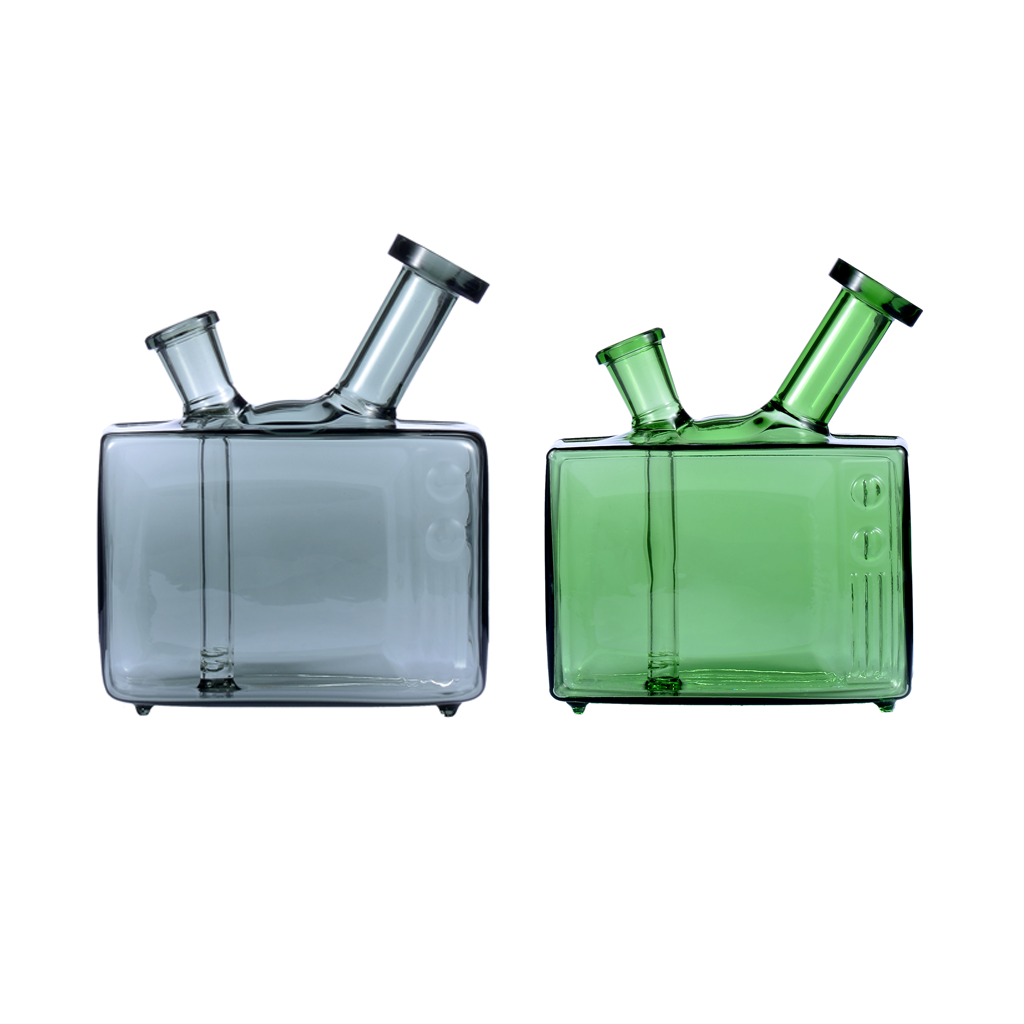 Farbfernseher quadratische Form 14 mm weiblicher Anschluss Wasserpfeife Glasbong Dab Rig mit Kopf