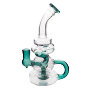 7,87“ 14mm tragbare bewaffnete RECYCLER Glas Wasserpfeife Pfeife Perc Dab Rig mit Schale