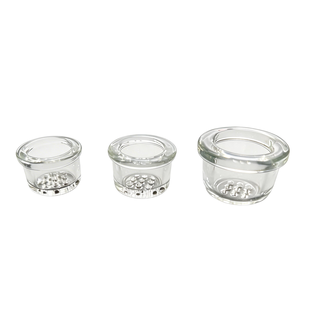 3 Stück Glas-Bowls mit 9 Löchern in verschiedenen Größen für Pfeifen
