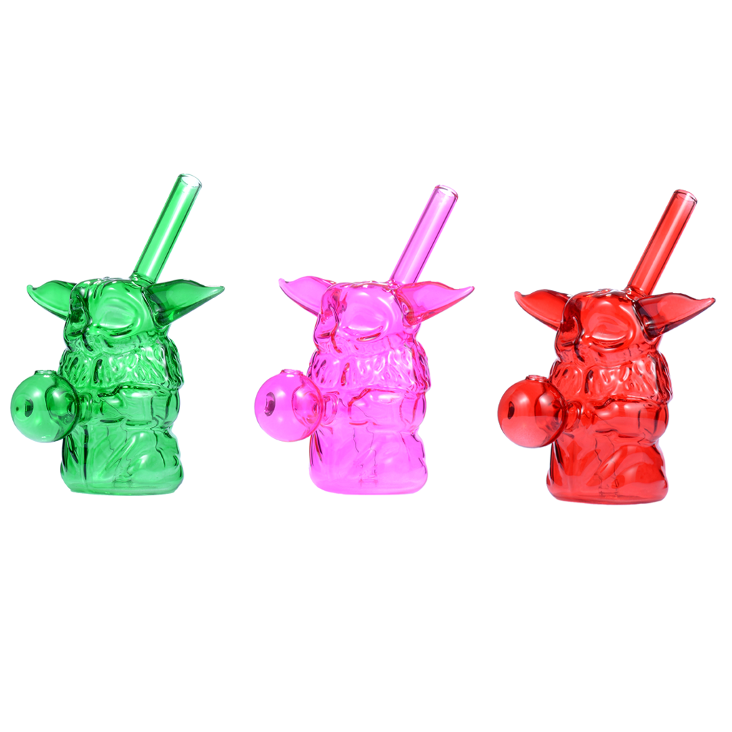 Glas-Bubbler-Ölbrenner-Wasserpfeife in Form von Baby Yoda