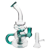 7,87“ 14mm tragbare bewaffnete RECYCLER Glas Wasserpfeife Pfeife Perc Dab Rig mit Schale