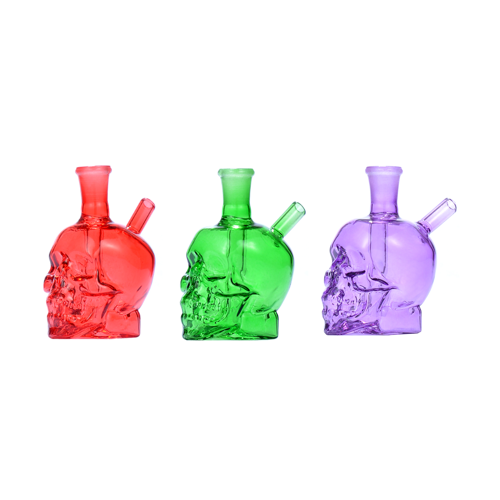 Mini-Ölbrenner in Totenkopfform aus Glas, Wasserpfeife, Bong