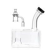 Tragbare quadratische Form Wasserbong Pfeife Glas mit Bong Bowl Block Quarz Banger
