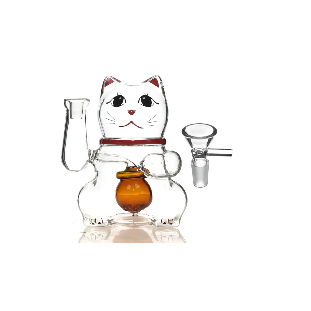 XL L Lucky Cat Wasserpfeife aus Glas