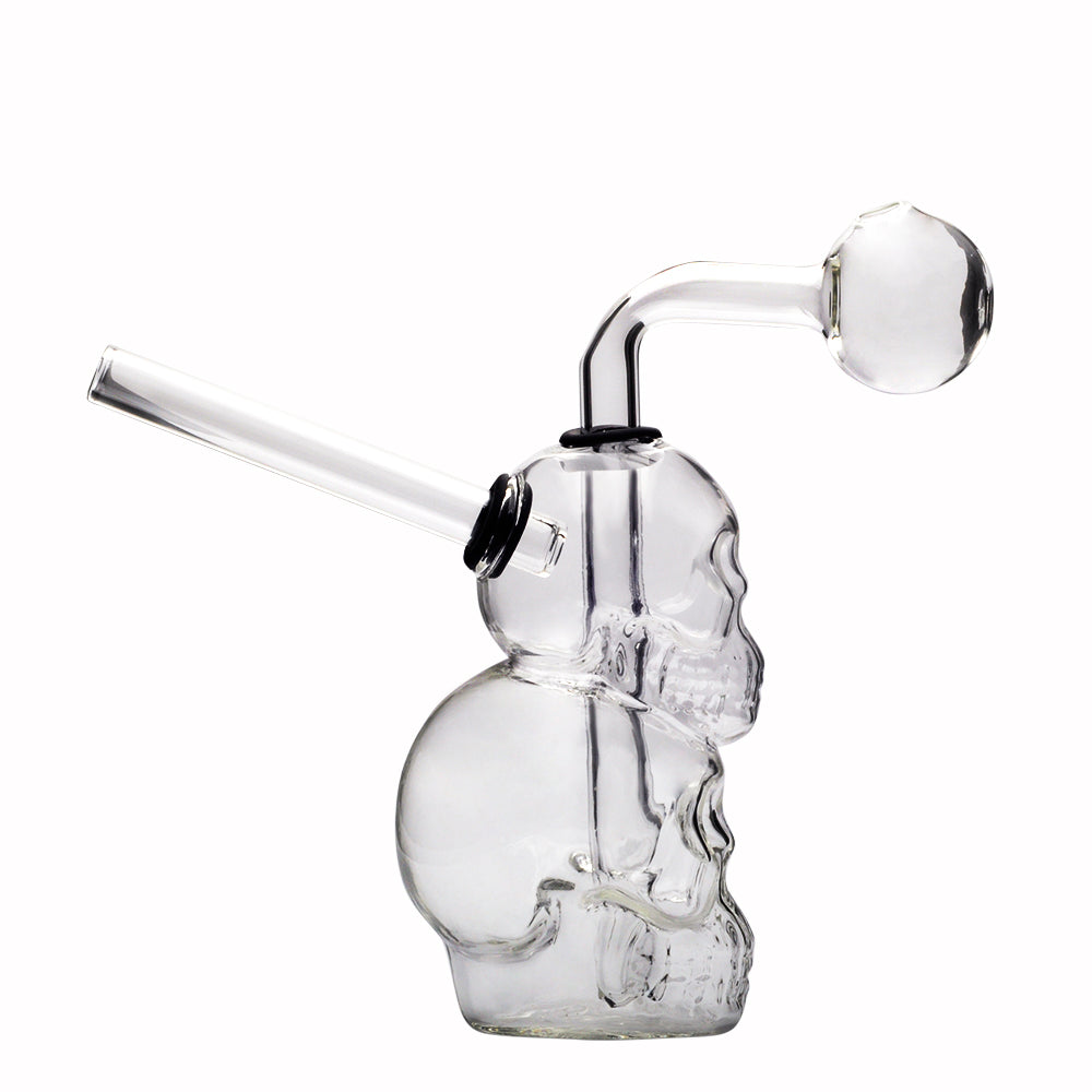 Doppelter Schädel Glas Ölbrenner Pfeife Rauchen Wasserpfeife Bong