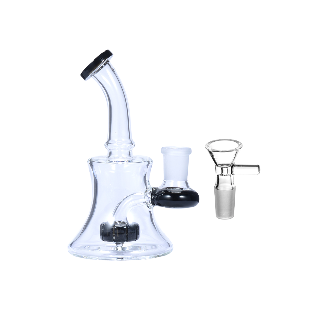 14 mm tragbare 5,5-Zoll-Matrix-Duschkopf-Perc-Glaswasserpfeife mit gebogenem Hals