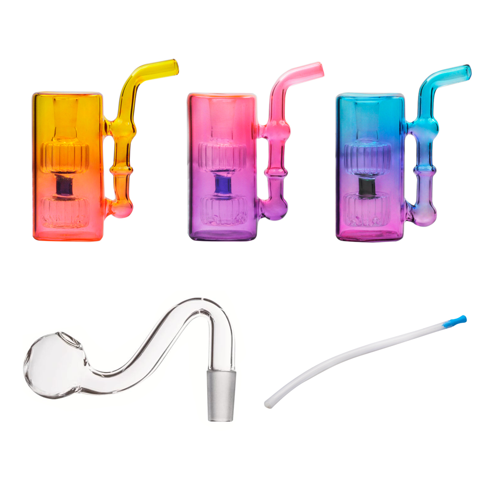 Farbige 10mm Female Matrix Double Perc Wasserpfeife Glasbong