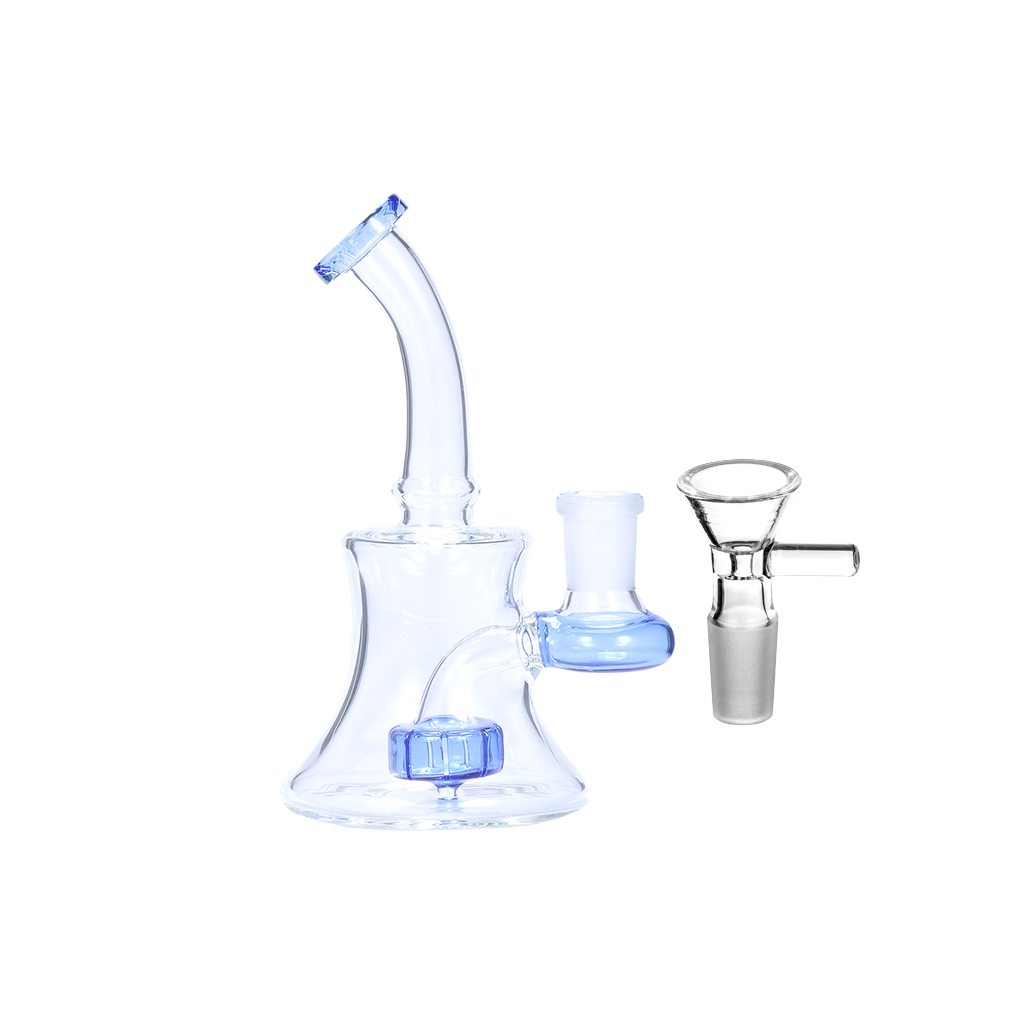14 mm tragbare 5,5-Zoll-Matrix-Duschkopf-Perc-Glaswasserpfeife mit gebogenem Hals
