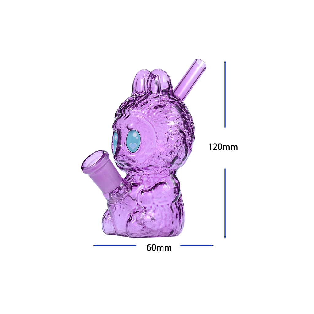 4,5-Zoll-Wasserpfeife in Hasenform mit Glas-Bubbler, Pfeife, Bong-Kopf und Dab-Kit