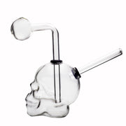 Farbige Totenkopf Form Glas Öl Brenner Pfeife Rauchen Wasserpfeife Bong mit Bowl Kit