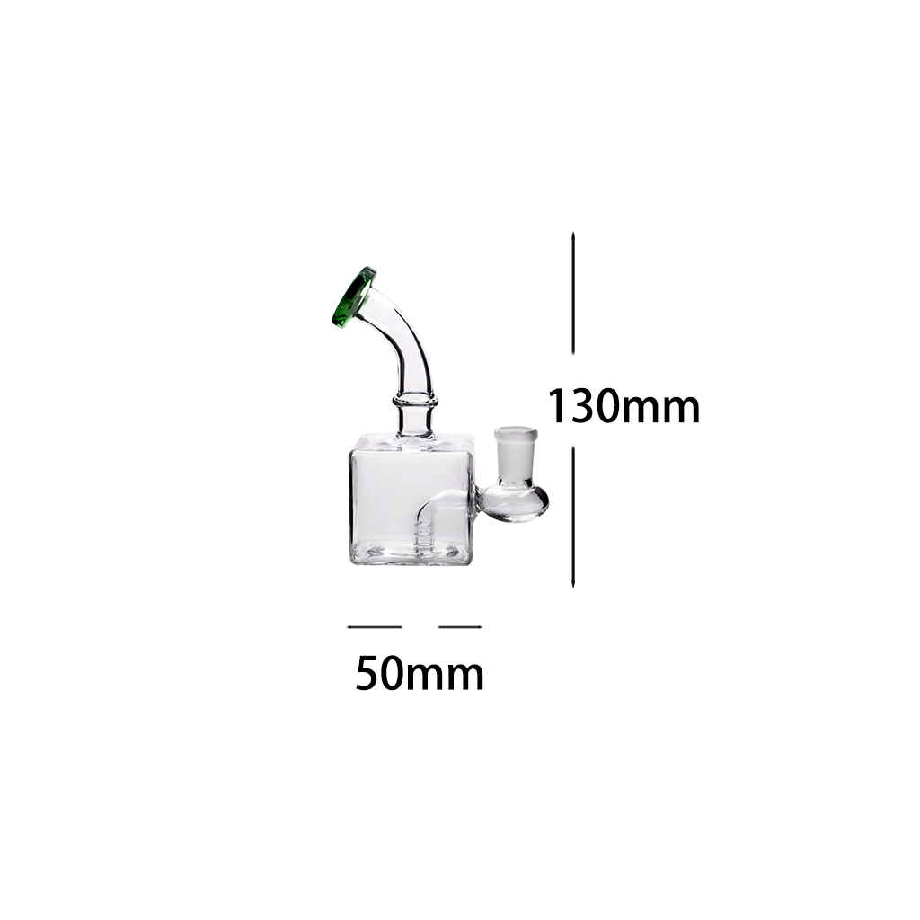 14mm Mini Glas Wasserpfeife Glas Bong Duschkopf mit quadratischer Form