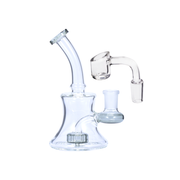 14 mm tragbare 5,5-Zoll-Matrix-Duschkopf-Perc-Glaswasserpfeife mit gebogenem Hals