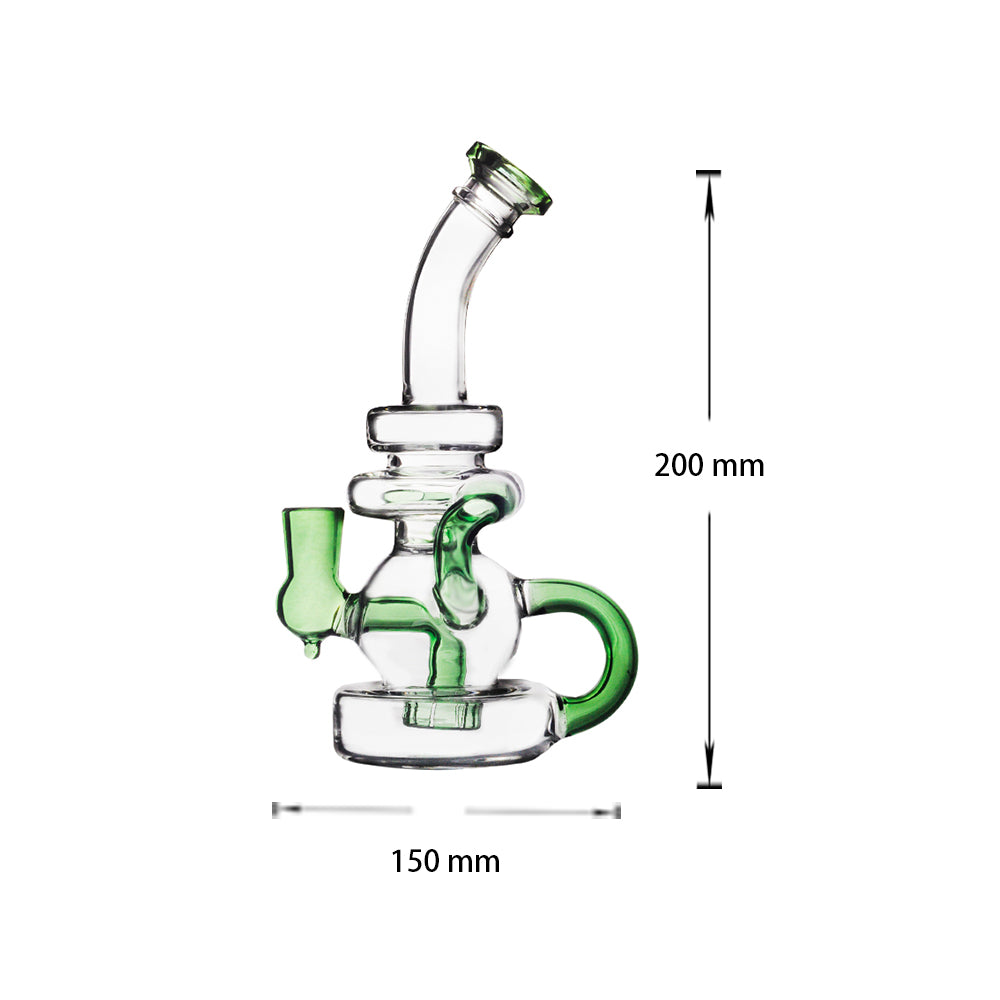 7,87“ 14mm tragbare bewaffnete RECYCLER Glas Wasserpfeife Pfeife Perc Dab Rig mit Schale