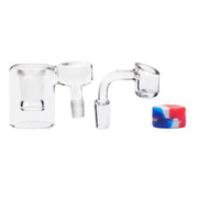 Zwei verschiedene Oil Glass Ash Catcher Reclaim Catcher-Versionen mit Silikonbehälter und 14-mm-Quarz-Banger