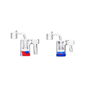 Zwei verschiedene Oil Glass Ash Catcher Reclaim Catcher-Versionen mit Silikonbehälter und 14-mm-Quarz-Banger