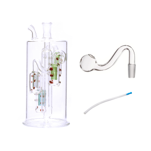6-Zoll-Wasserpfeife (Bong) mit 10-mm-Ölbrenner, Glas-Bubbler und Schlauch