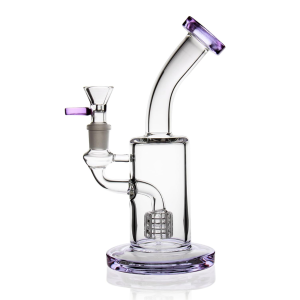 8 Zoll 14 mm gebogene Matrix-Perkolator-Wasserpfeife Glasbong mit Sockel
