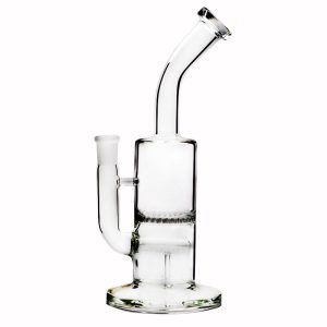 Gebogener Hals Duschkopf Bubbler Glas Wasserpfeife Bong Rig Honeycomb Percolator