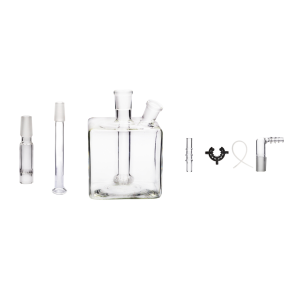 Quadratische Wasserpfeife aus Glas mit WPA Adapter für Tinymight 2 1