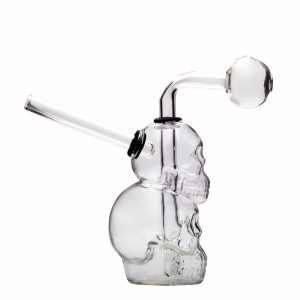 Doppelter Schädel Glas Ölbrenner Pfeife Rauchen Wasserpfeife Bong